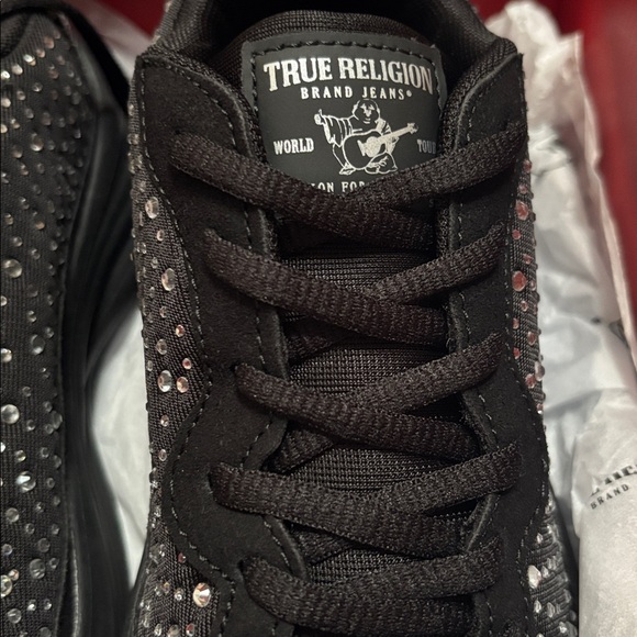 ❤️New True Religion Black Sneakers with Silver Rhinestones - Picture 4 of 6